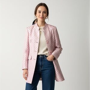 RIANI Pink Geometric Jacquard Mid-Length Coat - Size 8